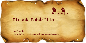 Micsek Mahália névjegykártya